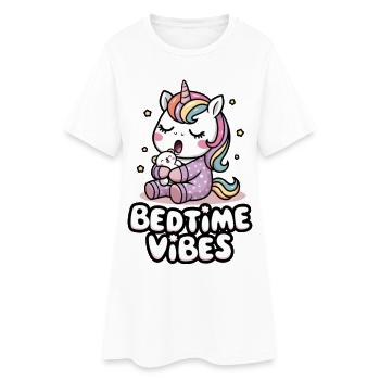 Gute-Nacht-Vibes - Frauen T-Shirt-Kleid - Weiß - Vorne