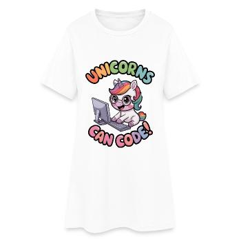 Les licornes peuvent coder ! - Robe T-shirt Femme - blanc - Devant