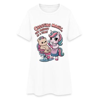 Magie kreieren, ein Haarschnitt nach dem anderen! - Frauen T-Shirt-Kleid - Weiß - Vorne