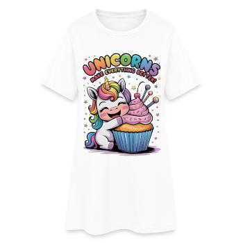 Einhörner machen alles besser - Frauen T-Shirt-Kleid - Weiß - Vorne