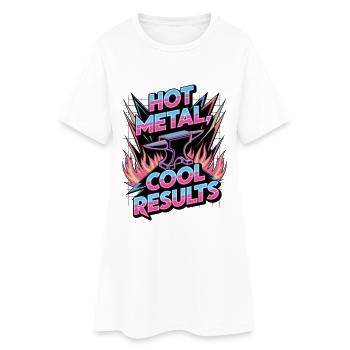 Heißes Metall, kühle Ergebnisse - Frauen T-Shirt-Kleid - Weiß - Vorne