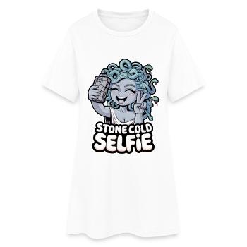 Eiskaltes Selfie - Frauen T-Shirt-Kleid - Weiß - Vorne