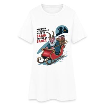 Écrire accidentellement à Satan au lieu du Père Noël - Robe T-shirt Femme - blanc - Devant
