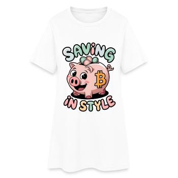 Stilvolles Sparen - Frauen T-Shirt-Kleid - Weiß - Vorne