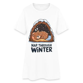 Sieste pendant l’hiver - Robe T-shirt Femme - blanc - Devant