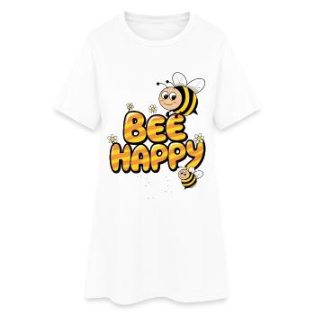 Biene glücklich - Frauen T-Shirt-Kleid - Weiß - Vorne