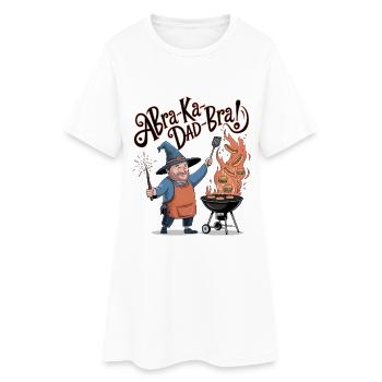 AbraKa-Papa-BH! - Frauen T-Shirt-Kleid - Weiß - Vorne
