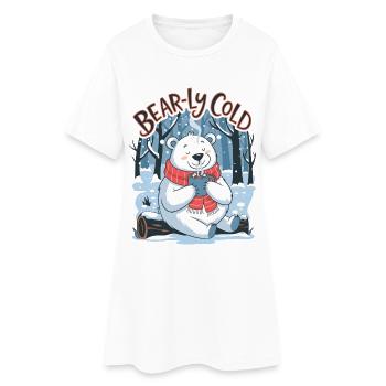 Bärenhafte Kälte - Frauen T-Shirt-Kleid - Weiß - Vorne