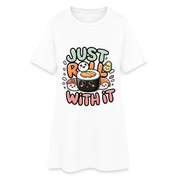 Lass dich einfach darauf ein - Frauen T-Shirt-Kleid - Weiß - Vorne