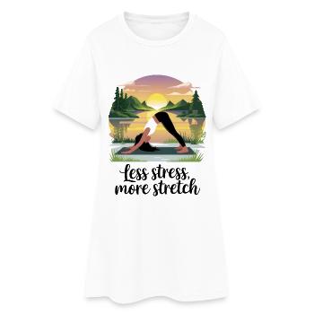 Weniger Stress, mehr Dehnung - Frauen T-Shirt-Kleid - Weiß - Vorne