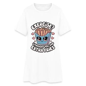 Übung? Ich dachte, du hättest extra Pommes gesagt - Frauen T-Shirt-Kleid - Weiß - Vorne