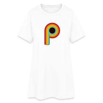 Rayures design rétro P - Robe T-shirt Femme - blanc - Devant