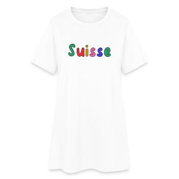 SUISSE. PAYS. GENEVE. HUMOUR. DRAPEAU - Robe T-shirt Femme - blanc - Devant