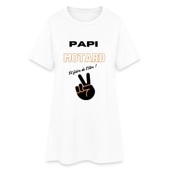 papi motard t-shirt idée cadeau - Robe T-shirt Femme - blanc - Devant