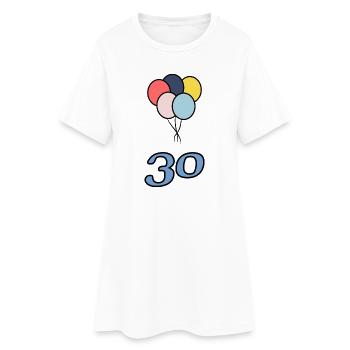 30. 30 ANS. 30e ANNIVERSAIRE. ANNIVERSAIRE 30 ANS. - Robe T-shirt Femme - blanc - Devant