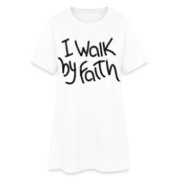 Ich gehe am Glauben vorbei - Frauen T-Shirt-Kleid - Weiß - Vorne