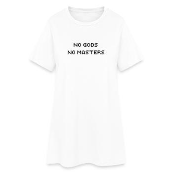 Slogan NO GODS NO MASTERS noir - Robe T-shirt Femme - blanc - Devant