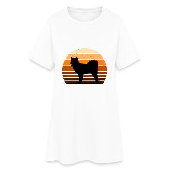 Kanadischer Eskimo Hund Liebe Silhouette Vintage Sonnenuntergang - Frauen T-Shirt-Kleid - Weiß - Vorne