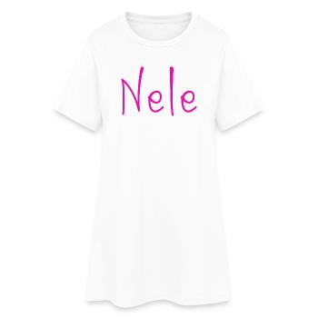 Nele Neon Schrift - Frauen T-Shirt-Kleid - Weiß - Vorne