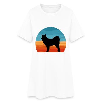 Kanadischer Eskimo Hund Liebe Silhouette Vintage Sonnenuntergang - Frauen T-Shirt-Kleid - Weiß - Vorne