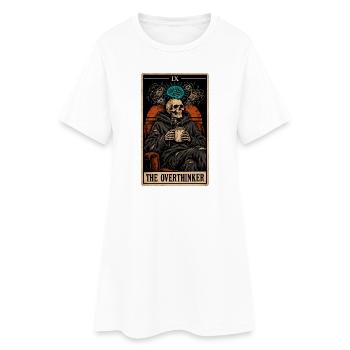 The Overthinker Tarotkarte lustiges Skelett Retro - Frauen T-Shirt-Kleid - Weiß - Vorne