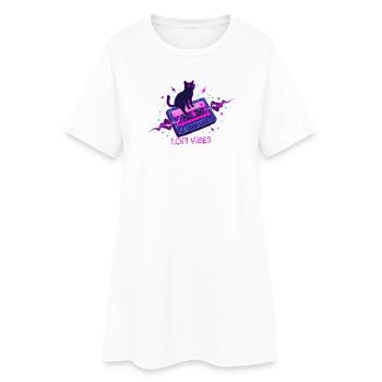 Lofi Vibes Cool Cat Kassette - Frauen T-Shirt-Kleid - Weiß - Vorne