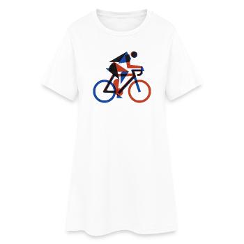 Bauhaus Geometric Cyclist Retro Risograph Art - Frauen T-Shirt-Kleid - Weiß - Vorne