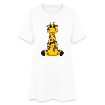 Giraffe - Frauen T-Shirt-Kleid - Weiß - Vorne