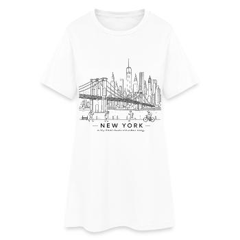 Linienkunst zur Freiheitsstatue - Frauen T-Shirt-Kleid - Weiß - Vorne