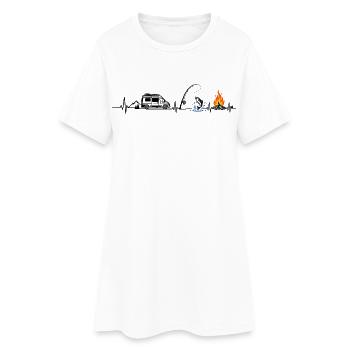 Camping und Angeln - Frauen T-Shirt-Kleid - Weiß - Vorne