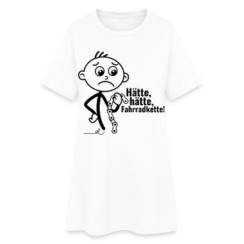 Strichel verlegen mit Fahrradkette: Hätte, hätte!! - Frauen T-Shirt-Kleid - Weiß - Vorne
