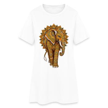 Mandala Elefant Zen Spirituell Yoga - Frauen T-Shirt-Kleid - Weiß - Vorne