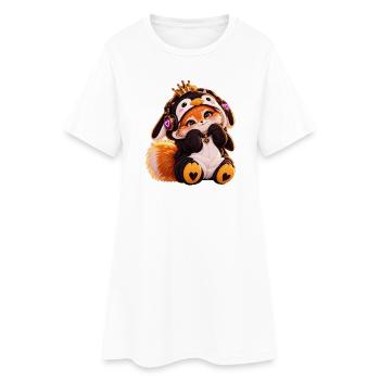 Königlicher KuschelFuchs - Frauen T-Shirt-Kleid - Weiß - Vorne