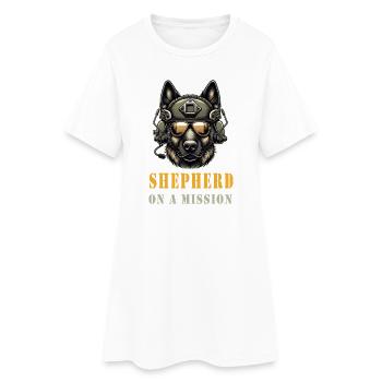 Schäferhund mit Militärhelm und Sonnenbrille - Frauen T-Shirt-Kleid - Weiß - Vorne