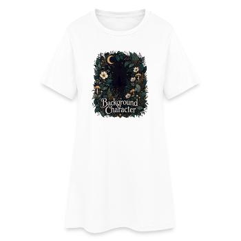 Mondnacht Waldsilhouette mit Flora - Frauen T-Shirt-Kleid - Weiß - Vorne