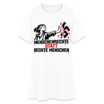Menschenrechte statt rechte Menschen - Frauen T-Shirt-Kleid - Weiß - Vorne