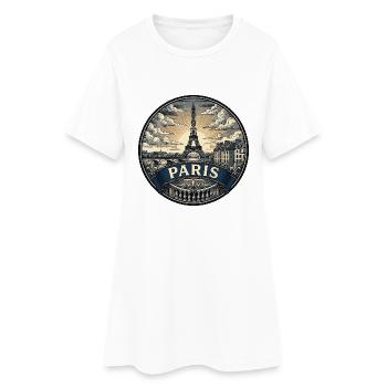 Paris, Frankreich Reiseabzeichen Eiffelturm-Souvenir - Frauen T-Shirt-Kleid - Weiß - Vorne