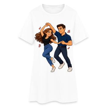 Swinging-Dance-Paar-Illustration - Frauen T-Shirt-Kleid - Weiß - Vorne
