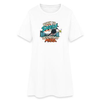 Geboren zum Zerbrechen, dazu bestimmt, zu vermissen | Lustiger Retro-Pade - Frauen T-Shirt-Kleid - Weiß - Vorne