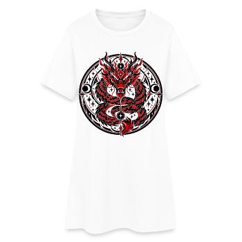 Himmlisches chinesisches Drachenemblem - Frauen T-Shirt-Kleid - Weiß - Vorne