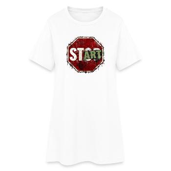 START statt STOP – Motivation Graffiti Streetwear - Frauen T-Shirt-Kleid - Weiß - Vorne