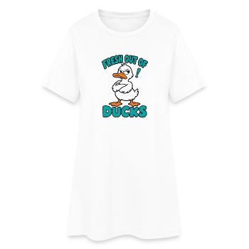 Fresh Out Of Ducks Lustige Freche Ente - Frauen T-Shirt-Kleid - Weiß - Vorne