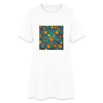 Psychedelische Gitarre Im 60er Hippie Stil - Frauen T-Shirt-Kleid - Weiß - Vorne