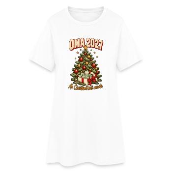 Oma 2027 Christkindl hat's verraten - Frauen T-Shirt-Kleid - Weiß - Vorne