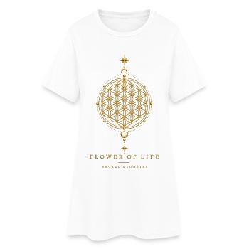 Goldener Blumenanhänger des Lebens - Frauen T-Shirt-Kleid - Weiß - Vorne