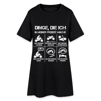 Freizeit - Motorradfahrer - Biker - Frauen T-Shirt-Kleid - Schwarz - Vorne