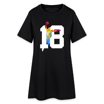 NUMMER 18 BASKETBALL 18. GEBURTSTAG - Frauen T-Shirt-Kleid - Schwarz - Vorne