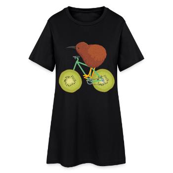 Neugieriger Kiwivogel Neuseeland - Frauen T-Shirt-Kleid - Schwarz - Vorne