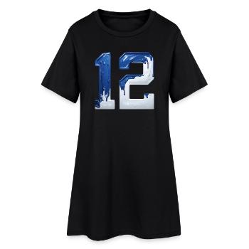 NR. 12 NUMMER 12 BLAU WEIß 12. GEBURTSTAG - Frauen T-Shirt-Kleid - Schwarz - Vorne