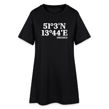 Dresden Souvenir Koordinaten - Frauen T-Shirt-Kleid - Schwarz - Vorne
